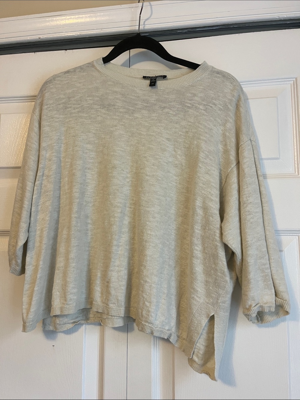 Eileen fisher Light Cream Women's Relaxed linen Knit Top